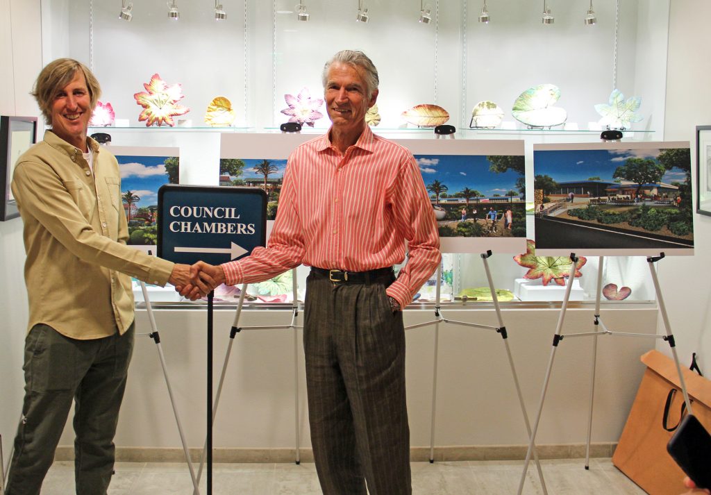 Before the meeting began, Jon Humphrey and Garth Murphy of the Encinitas Arts, Culture and Ecology Alliance were hopeful that the City Council would embrace their vision for Pacific View.